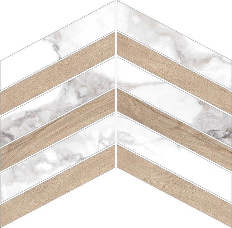 Мозаїка 21.9x30 31151 D.HAUTE WHITE/TAUPE CHEVRON//EP Peronda Haute з колекції Haute Peronda