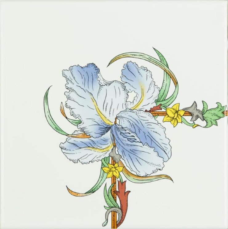 Декор Blue Iris Corner Tile 15.2x15.2 Artworks Brilliant White Original Style з колекції Artworks Brilliant White Original Style Декор Blue Iris Corner Tile 15.2x15.2 Artworks Brilliant White Original Style з колекції Artworks Brilliant White Original Style
