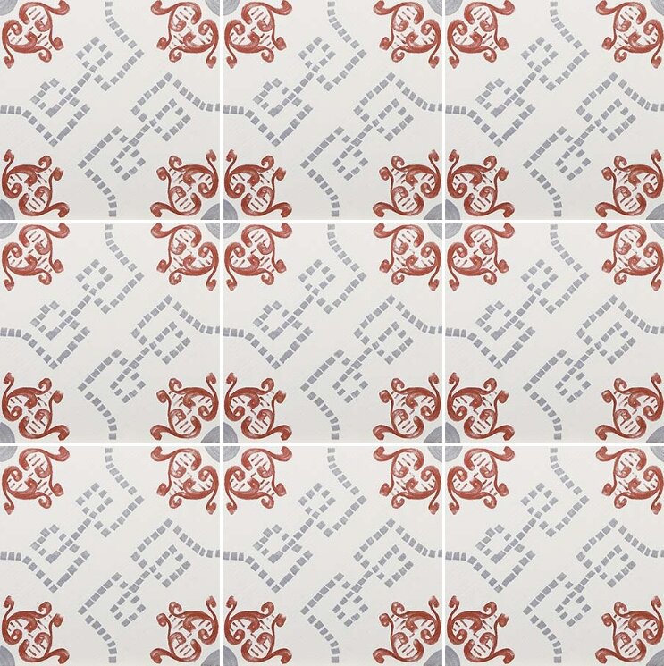 Плитка 20x20 Le Riggiole Pompei Bianco - Rosso - Le Riggiole - 144508 з колекції Le Riggiole 14 Ora Italiana