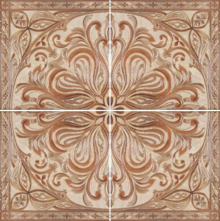 Панно Roseton Lava Beige 4pz 90x90 Vulcano Plaza з колекції Vulcano Plaza