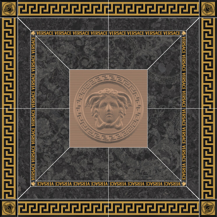 Панно 120x120 Ros. Nat Nero Oro - Meteorite - 47150 з колекції Meteorite Versace