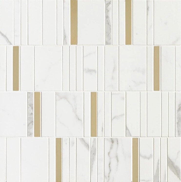 Мозаїка 40x40 M8H9 Allmarble Riv Statuario Lux Mosaico Barcode Marazzi Allmarble Wall з колекції Allmarble Wall Marazzi
