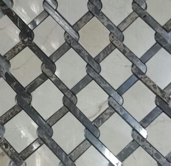 Мозаїка Mosaic Victorian Polished Crema Marfil + Dark Emperador 28.4x32.2 Emperador Colori Viva з колекції Emperador Colori Viva