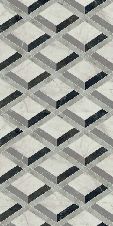 Плитка Tarsia Lozenge Nero LUX 3D 60x120 з колекції Tarsia Versace Плитка Tarsia Lozenge Nero LUX 3D 60x120 з колекції Tarsia Versace