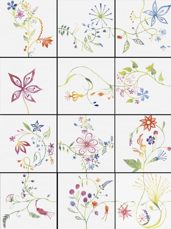 Декор Boontje 1 Bianco Extra 20x20 Primavera Colore Bardelli з колекції Primavera Colore Bardelli