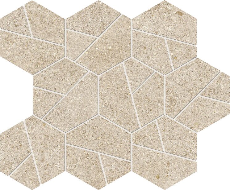 Мозаїка 25x28.5 A7CV Boost Stone Cream Mosaico Hex Atlas Concorde Boost Stone з колекції Boost Stone Atlas Concorde