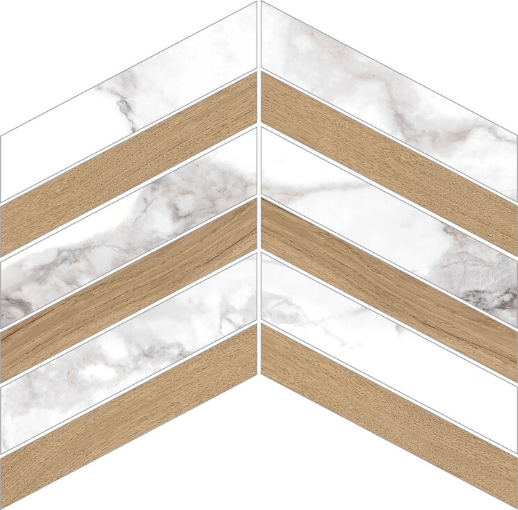 Мозаїка D HAUTE WHITE KALUA CHEVRON EP - 21.9x30 31152 Haute з колекції Haute Peronda Museum