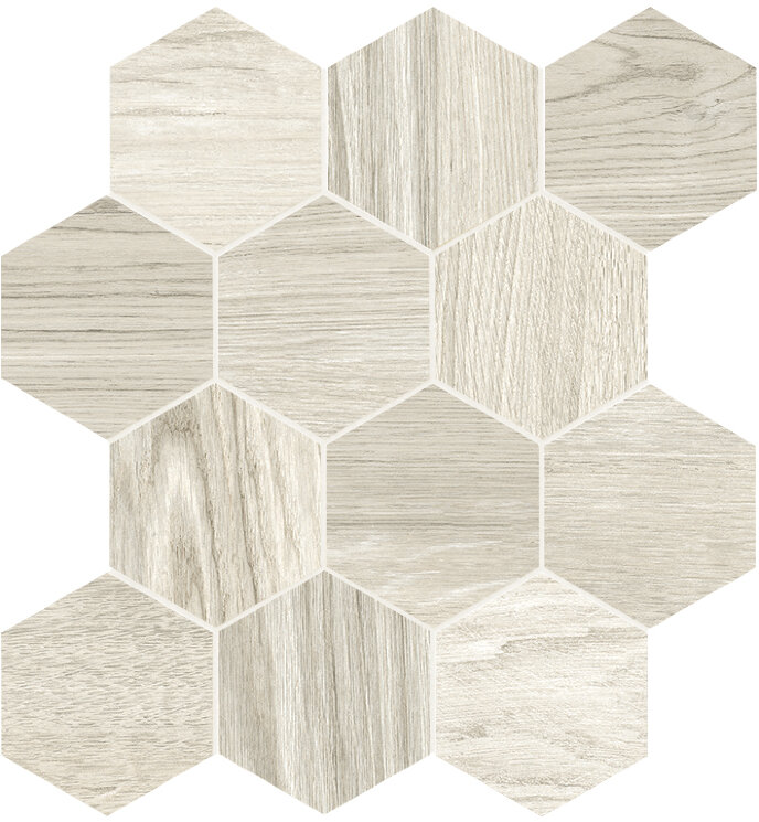 Мозаїка 35x37,5 White Essagona Mix - Craftsman Wood - DCWEM10 з колекції Craftsman Wood Dom Ceramiche Мозаїка 35x37,5 White Essagona Mix - Craftsman Wood - DCWEM10 з колекції Craftsman Wood Dom Ceramiche