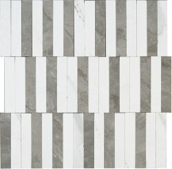 Мозаїка Statuario Lux Mosaico Stripe 27.2x29 Marble Experience Impronta