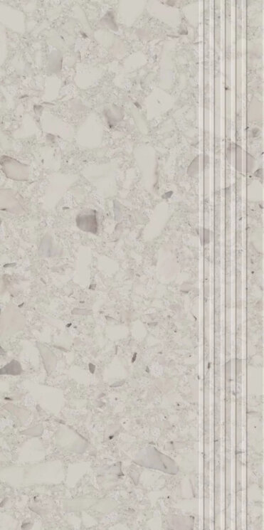 Плитка 30x60 Terazzo White Stopnica Nacinana Matt Paradyz з колекції Terazzo Paradyz