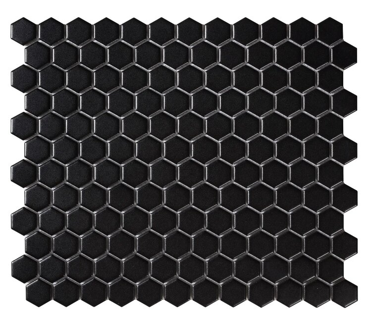 Мозаїка 26x30 Hexagon Black Matt Intermatex Hexagon з колекції Hexagon Intermatex