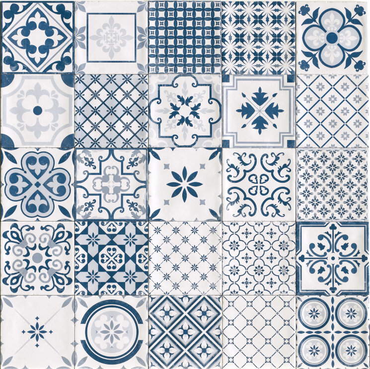 Плитка 20,3x20,3 Mare (Blue/White) - Maiolica з колекції Maiolica Bayker Плитка 20,3x20,3 Mare (Blue/White) - Maiolica з колекції Maiolica Bayker
