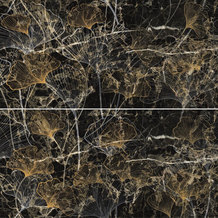 Декор 60x120 Decorset(2) Ginkgo Black-Golden-Black-A036889 з колекції Golden-Black Ape
