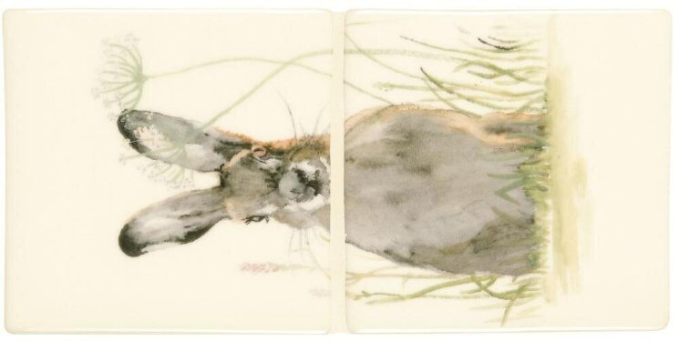 Панно Hare In Hiding Colour On Off White 25.4x12.7 Classic Winchester з колекції Classic Winchester
