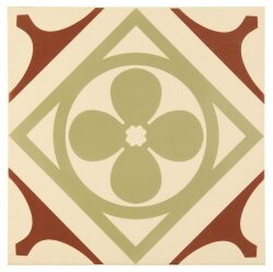 Декор Quatrefoil Dark Red Pale Green 30x30 Odyssey Original Style