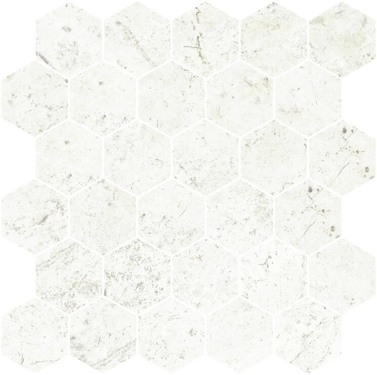 Мозаїка 30x30 Mosaico Hex Milos White Durstone Milos з колекції Milos Durstone