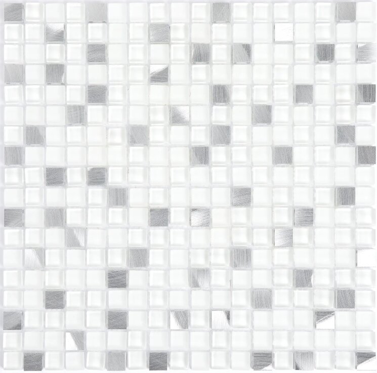 Мозаїка 30x30 ST GLAALUWH/1515 LeCreazioni Superwhite Glass And Brushed Aluminium White Arvex Le Creazioni з колекції Le Creazioni Arvex