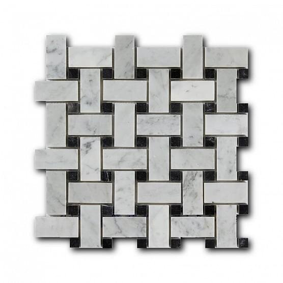 Мозаїка Bianco Carrara Nero Marquina 30.5x30.5 Basket Weave Art And Natura з колекції Basket Weave Art And Natura