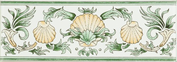 Бордюр Scallop Shellsgreen And Buff 5x15.2 Artworks Brilliant White Original Style з колекції Artworks Brilliant White Original Style