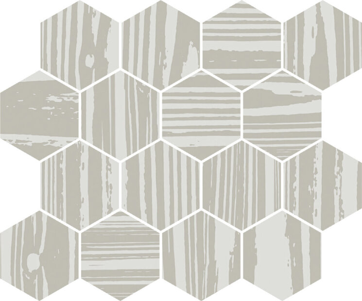 Мозаїка 28,7*34,4 Wood Mos.esagona Grey 0099894 Minimal Design Cerdisa з колекції Minimal Design Cerdisa