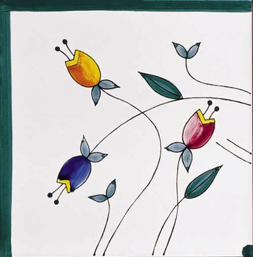 Декор (10x10) Tulipani Angolo10 IFestoni - Ceramica Artistica Vietrese з колекції Ceramica Artistica Vietrese Giovanni De Maio