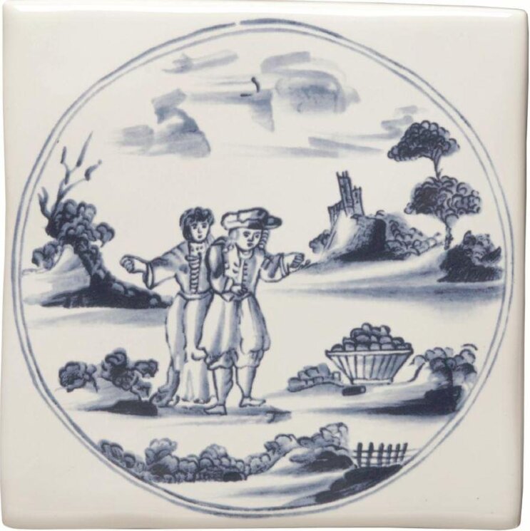 Декор Delft Figures In A Landscape Couple With Basket 12.7x12.7 Classic Winchester з колекції Classic Winchester Декор Delft Figures In A Landscape Couple With Basket 12.7x12.7 Classic Winchester з колекції Classic Winchester