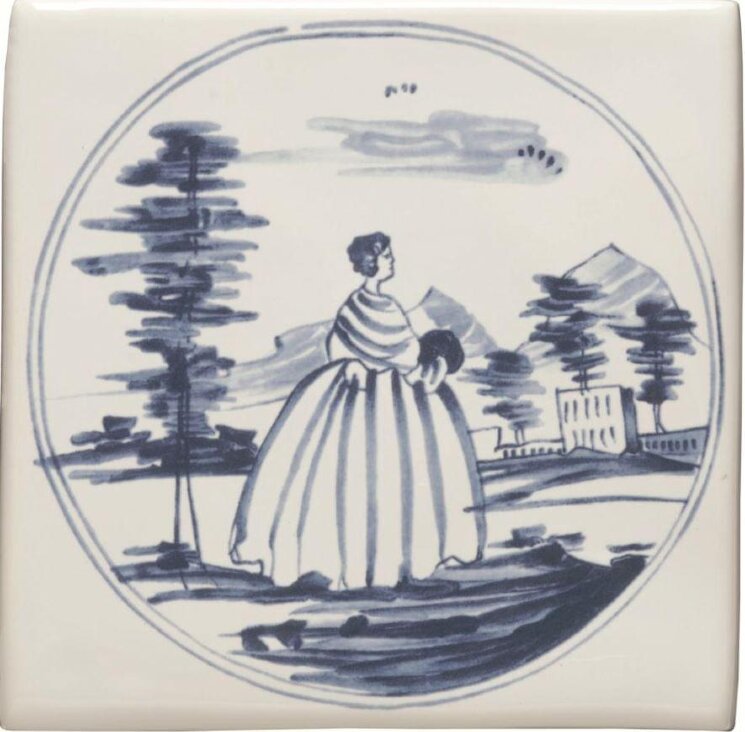 Декор Delft Figures In A Landscape Lady And Mansion 12.7x12.7 Classic Winchester з колекції Classic Winchester Декор Delft Figures In A Landscape Lady And Mansion 12.7x12.7 Classic Winchester з колекції Classic Winchester