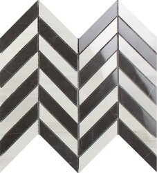 Мозаїка Helsinki White/Pietra Grey Mosaico Chevron Lap 26x30 Lux Experience Impronta