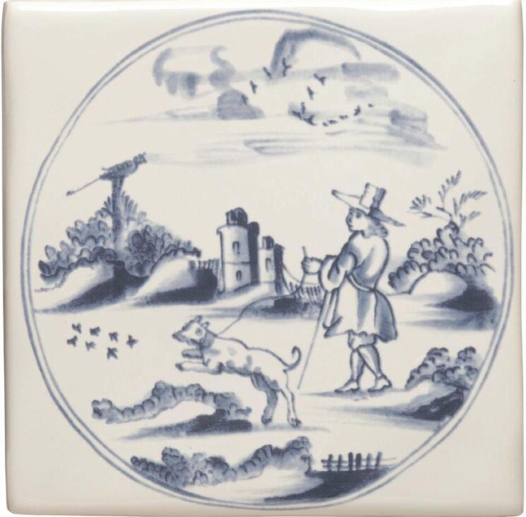 Декор Delft Figures In A Landscape Man With Dog 12.7x12.7 Classic Winchester з колекції Classic Winchester Декор Delft Figures In A Landscape Man With Dog 12.7x12.7 Classic Winchester з колекції Classic Winchester