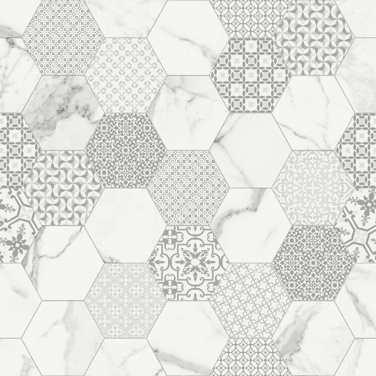 Плитка (120x120) INF211 Infinito2.0Marbletech White Hexagon Glossy - Infinito 2.0 з колекції Infinito 2.0 Fondovalle