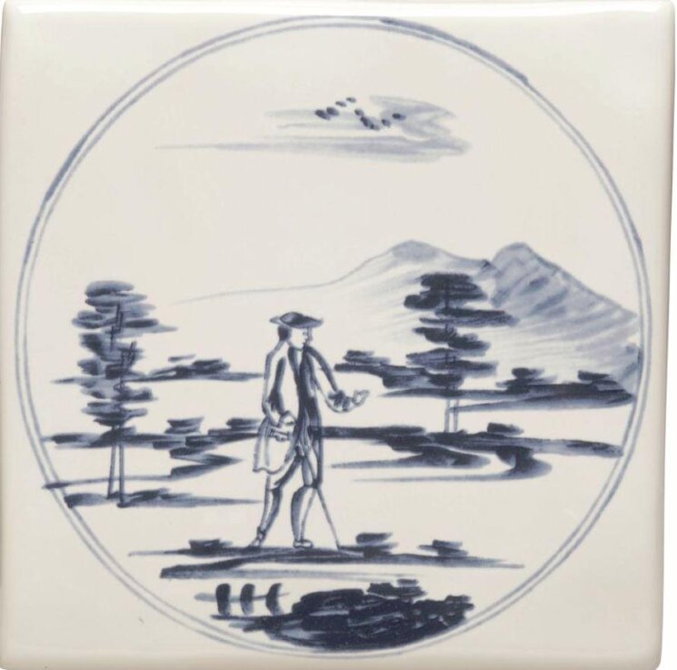 Декор Delft Figures In A Landscape Man With Stick 12.7x12.7 Classic Winchester з колекції Classic Winchester Декор Delft Figures In A Landscape Man With Stick 12.7x12.7 Classic Winchester з колекції Classic Winchester