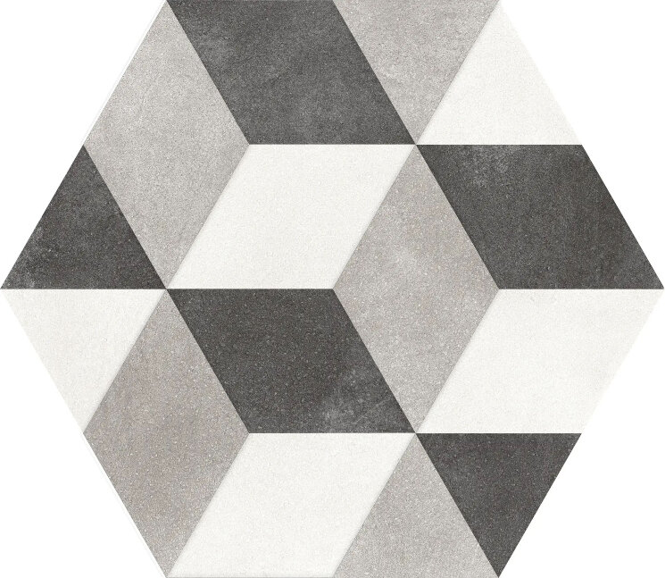 Плитка Cube b w - 22x25 00ZESB9 Hexagon з колекції Hexagon Elios Плитка Cube b w - 22x25 00ZESB9 Hexagon з колекції Hexagon Elios