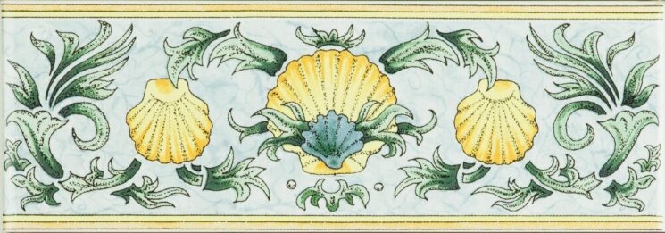 Бордюр Scallop Shellsblue And Yellow 5x15.2 Artworks Brilliant White Original Style з колекції Artworks Brilliant White Original Style Бордюр Scallop Shellsblue And Yellow 5x15.2 Artworks Brilliant White Original Style з колекції Artworks Brilliant White Original Style