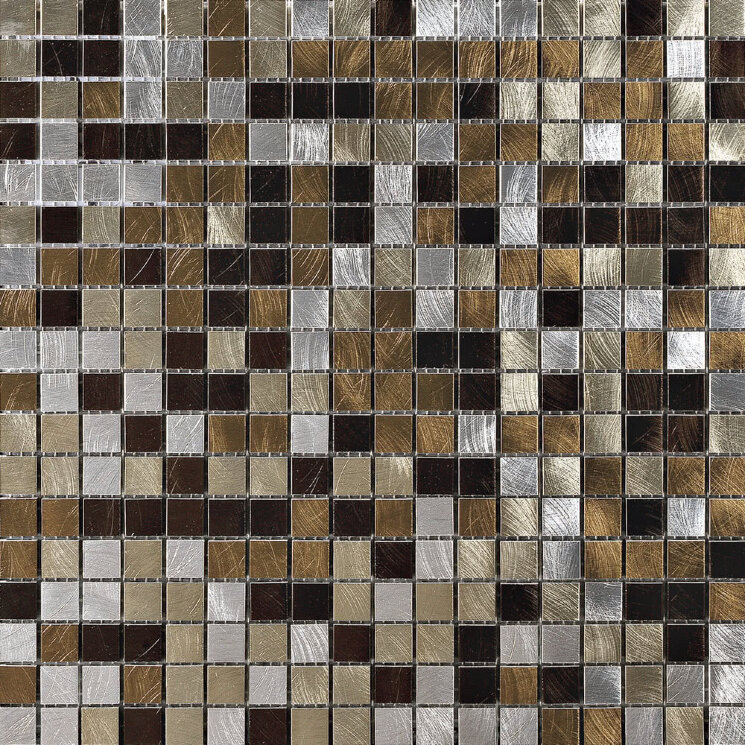 Мозаїка (30x30) 801018 Mosaico 1,5X1,5Alluminio Mix Moka(Argento/Titanio/Moka/Bronzo) - Alluminio з колекції Alluminio Arezia