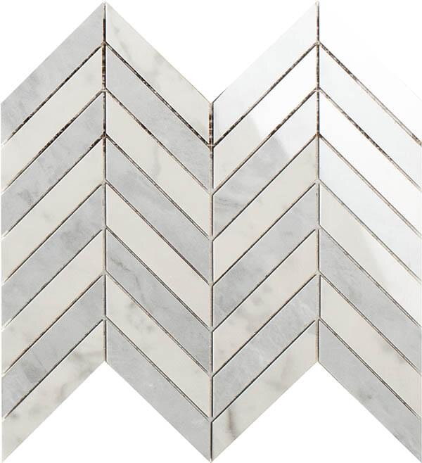 Мозаїка Statuarietto/Grigio Versilia Mosaico Chevron Lap 26x30 Lux Experience Impronta з колекції Lux Experience Impronta