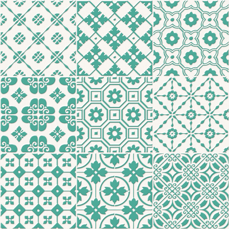 Плитка 20x20 Bon Ton Green On White Base - Bon Ton - 140224 з колекції Bon Ton Unica