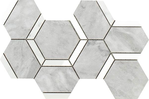Мозаїка Statuarietto/Grigio Versilia Mosaico Esagona Decoro Mix 20x34 Lux Experience Impronta з колекції Lux Experience Impronta Мозаїка Statuarietto/Grigio Versilia Mosaico Esagona Decoro Mix 20x34 Lux Experience Impronta з колекції Lux Experience Impronta