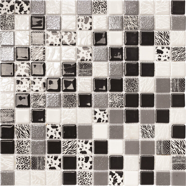 Мозаїка (31.6x31.6) 7938 Animal Print Black - Ink з колекції Ink Alttoglass