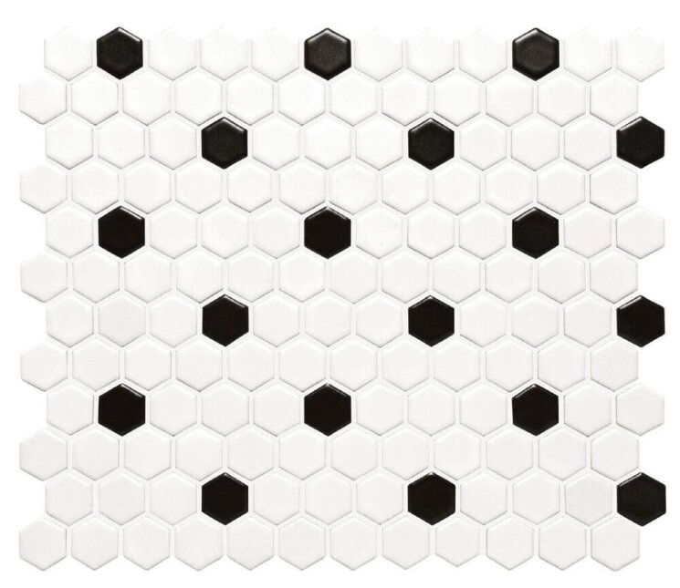Мозаїка Black And White Honeycomb 25.7x29.7 Mosaics Original Style з колекції Mosaics Original Style