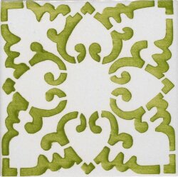 Плитка (10x10) CI NC/17 SM72 Verde su fondo P/8 bianco puro - Novecento