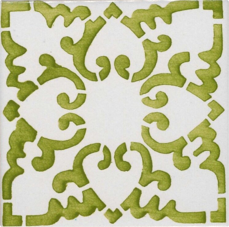 Плитка (10x10) CI NC/17 SM72 Verde su fondo P/8 bianco puro - Novecento з колекції Novecento Made a Mano