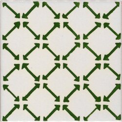 Плитка (10x10) CI NC/18 SC43 Verde su fondo P/8 bianco puro - Novecento