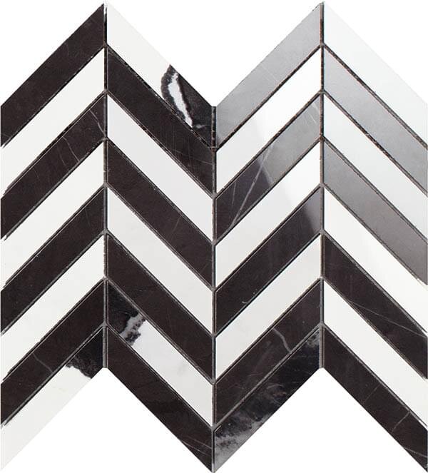 Мозаїка Panda White/Pietra Grey Mosaico Chevron Lap 26x30 Lux Experience Impronta з колекції Lux Experience Impronta