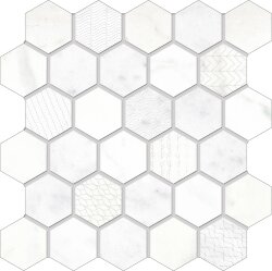 Мозаїка 25x26 N497 White Texture Mosaico Esagonale Edimax Astor Concert
