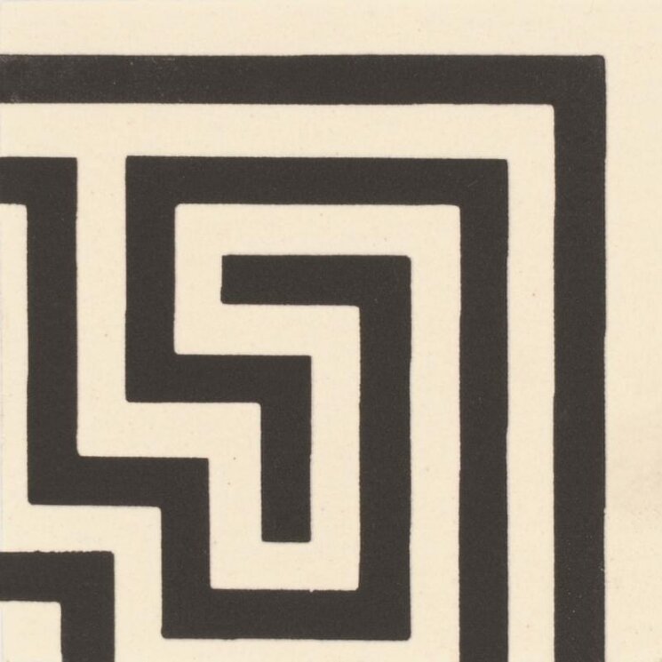 Вставка Greek Key Corner Black On White 5.3x5.3 Victorian Floor Tiles Original Style з колекції Victorian Floor Tiles Original Style