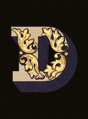 Декор 14,5x19,4 Lettera Nera D - Alphabet - 489730 з колекції Alphabet Versace