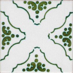 Плитка (10x10) CI NC/24 SM56 verde marcio su fondo P/8 bianco puro - Novecento