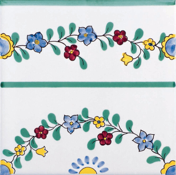Декор (20x20) Serto Fiorito Terminale IGiardini Vietresi - Ceramica Artistica Vietrese з колекції Ceramica Artistica Vietrese Giovanni De Maio