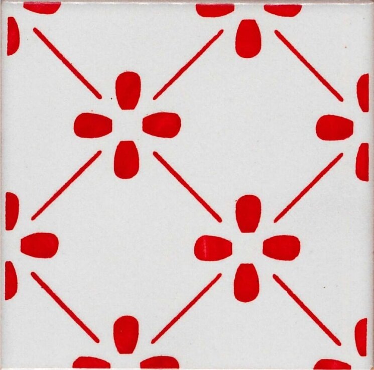Плитка (10x10) CI NC/25 CAV2190 Rosso Selenio su fondo P/8 bianco puro - Novecento з колекції Novecento Made a Mano
