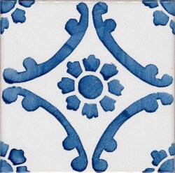 Плитка (10x10) CI NC/26 SM65 Blu Antico su fondo P/8 bianco puro - Novecento